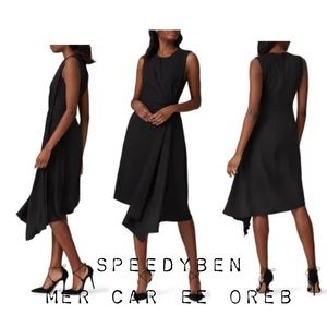 Adam Lippes Collective Black Side Drape Dress US 4